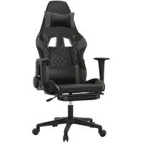 vidaXL Gaming stoel met voetsteun, zwart en grijs, kunstleer