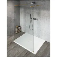 Gelco Vario Gold Matt Eendelige glazen douchewand, vrijstaand, helder glas, 120cm