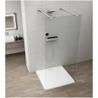 Polysan Esca Chrome Eendelige glazen douchewand, vrijstaand, helder glas, 140cm