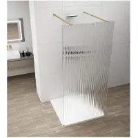 Polysan Esca Gold Matt Eendelige glazen douchewand, vrijstaand, Flute-glas, 150cm