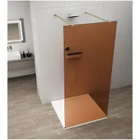 Polysan Esca Gold Matt Eendelige glazen douchewand, vrijstaand, Bruin glas, 100cm