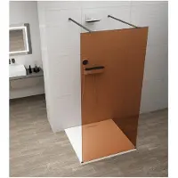 Polysan Esca Black Matt Eendelige glazen douchewand, vrijstaand, Bruin glas, 120cm