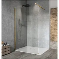 Gelco Vario Gold Matt Eendelige glazen douchewand, wandmontage, helder glas, 130cm