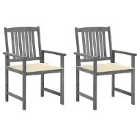 vidaXL Tuinstoelen met kussens, 2 stuks, grijs, massief acaciahout