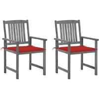 vidaXL Tuinstoelen 2 st met kussens massief acaciahout grijs