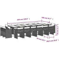 vidaXL 17-delige Tuinset met kussens poly rattan zwart