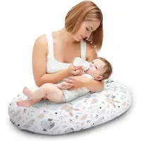 Totsy Baby Steunkussen 190 cm positioneringskussen volwassenen – lang relaxkussen om te lezen en aan te leunen op bank en bed afneembare hoes met rits comfort Uilen B Oeko-Tex