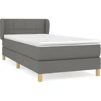 vidaXL Boxspring met matras stof donkergrijs 90x200 cm