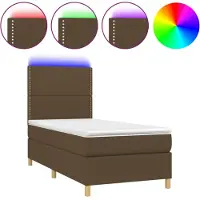 vidaXL Boxspring met matras en LED stof donkerbruin 80x200 cm