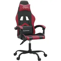 vidaXL Gamestoel draaibaar kunstleer zwart en wijnrood