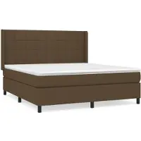vidaXL Boxspring met matras stof donkerbruin 180x200 cm