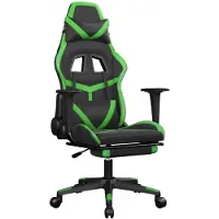 vidaXL Gaming stoel met voetsteun, zwart en groen, kunstleer