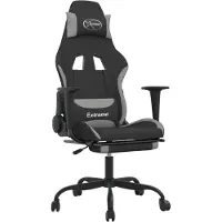 vidaXL Gaming stoel met voetsteun, zwart en lichtgrijs, met stoffen bekleding