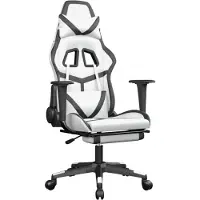 vidaXL Gaming stoel met voetsteun, wit en zwart, kunstleer