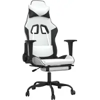 vidaXL Massage gamestoel met voetensteun kunstleer zwart en wit