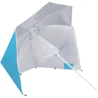 Springos Parasol | Strand Parasol | Parasols | Tent | Opvouwbaar | Kantelbaar | 180 cm | Blauw | Grijs