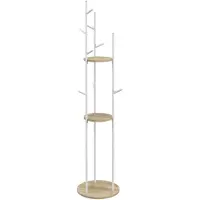 Famanu – Kapstok voor de hal, 40x167 cm, natuur en wit, ideaal voor het ophangen van jassen en accessoires
