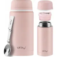 Vialli Design Fuori Thermos Maaltijd 750ml - Roze, Inclusief Lepel