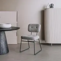 Tower Living Eetkamerstoel Padola - Grijs Stof - 62x51x88cm