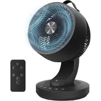Songmics Tafelventilator, stille ventilator van 20 dB, luchtcirculator met led-display, Inktzwart / 38,4 cm