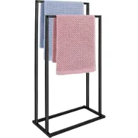 Springos Handdoekrek | Metaal/Bamboe | Staand | Zwart