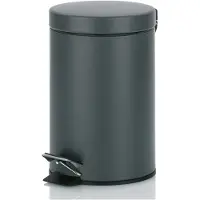 Famanu – Pedaalemmer van 3 liter, metalen vuilnisbak, Monaco, diameter 17 cm x 26 cm, grijs