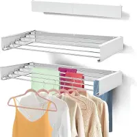 Famanu – Inklapbaar en uitschuifbaar wanddroogrek van 100 cm, ruimtebesparend wasrek voor muur, met een draagkracht van 30 kg, zwart