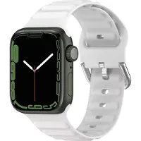 Mobigear Bumpy Siliconen Watch bandje geschikt voor Apple Watch Bandje Gespsluiting - 41/40/38 mm - Wit
