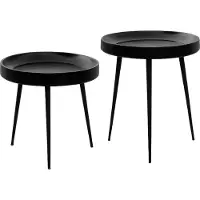 Lewis & Loft Salontafels Luus - Mangohout - Metaal - Rond - Zwart - Klein en groot - Set van 2