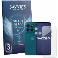 Savvies 3 Stuks Screenprotector - geschikt voor Motorola Moto G77 (Voor+Camera) - beschermfolie glas transparant