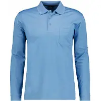 Ragman Regular Fit Poloshirt lange mouw Gletsjerblauw, Faux-uni