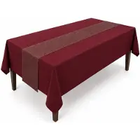 Benza – Kersttafelkleed met Tafelloper – 2-delige Set – Bordeauxrood met Fijne Gouddraad – 140 × 220 cm en 28 × 220 cm