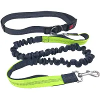 Famanu – Grijze handsfree hondenriem, verstelbare heupriem met dubbele handgreep, intrekbare bungee-lijn voor joggen