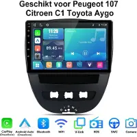 Junsun lINUX Systeem Autoradio Geschikt voor Peugeot 107 Citroen C1 Toyota Aygo - Draadloos Carplay & Andriod Auto - 10 Inch HD TouchScreen - Bluetooth - Navigatie - WiFi - FM - RDS- Airplay