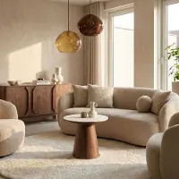 Giga Meubel Bijzettafel Alba Walnoot Marmer 60cm Rond