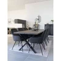 House Nordic Eetkamerstoel Zwart Velvet - 65x57x87cm - Zithoogte 47cm - Set van 2