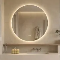 HAUSS SPOLE Spiegel – Ronde Led Verlichting – 70 Cm – Glas En Metaal – Zilver – Badkamerspiegel Met Anti Beslag En Geheugenfunctie