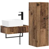 vidaXL Badkamerkast set 2 st Oud hout 33 x 34,5 x 100 cm Bewerkt hout