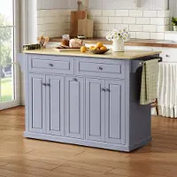 STILVORA Keukenkast - Verrijdbaar Keukeneiland Met Klapbaar Werkblad En Laden - Voor Keuken En Eethoek - MDF - 121x69x89 Cm - Natuurlijk Grijs