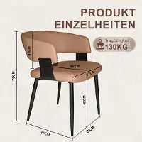 HAUSS SPOLE Eetkamerstoel Kuipstoel Set Van 2 Kunstleer Met Armleuningen En Ergonomische Rugleuning Voor Keuken Woonkamer En Thuiswerk Bruin Metaal