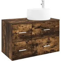 vidaXL Badkamermeubel Set 2 st Gerookt eiken Bewerkt hout