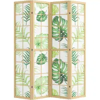 HOMCOM Room Divider-Vliesstof, Grenenhout-160L x 1,8B x 170H cm-Natuurlijk hout+Groen