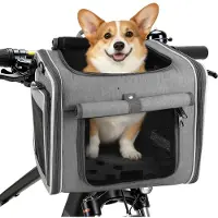 SP Fietsmand Hond - Fietsmand Hond Voorop - Hondenmand - Grijs - 33cm x 10cm x 33cm