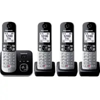Panasonic KX-TG6864GB Quattro Draadloze DECT Telefoon – 4 Handsets – Antwoordapparaat – Nummerblokkering – Handsfree – Zwart/Zilver