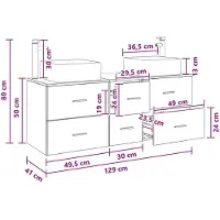vidaXL Badkamermeubelset, 3 stuks, betonkleur, 49,5 x 41 x 63 cm