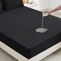 Famanu – Matrasbeschermer 140 x 200 cm, waterdicht hoeslaken voor matrassen tot 30 cm, ademend en wasbaar, zwart