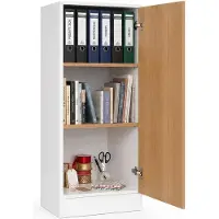 VCM Mehrzweckschrank mit 1 Drehtür, H. 114 x B. 52 x T. 32 cm, Wohnzimmerschrank, Büroschrank und Aufbewahrungsschrank mit 3 Fächer - Dilos