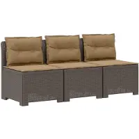 vidaXL 3-Zits Tu bank met Kussens Rattan Look 3-zits PP Lichtgrijs
