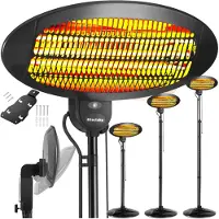 TecTake - Infraroodstraler - Luchtverhitter met stand- of wandmontage - Warmtelamp voor babyverschoontafel - Verwarmer badkamer - Infraroodstraler terras - Elektrische kachel - 2000W - 3 niveaus