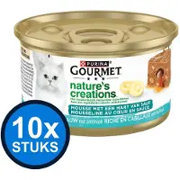 Gourmet 10x - Nature's Creations Mousse met Saus Kabeljauw - Kattenvoer Natvoer - 85 g